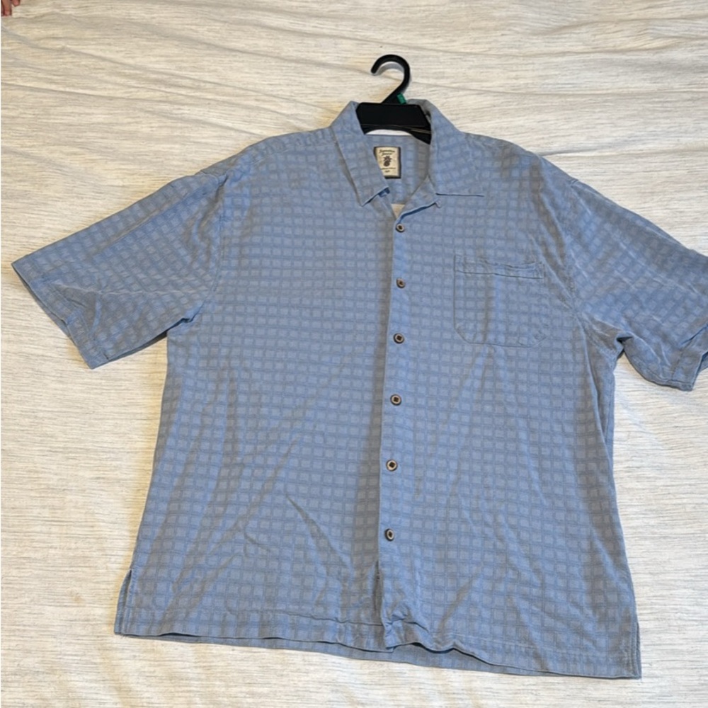 Jamaica Jaxx Blue 100% Silk Casual Button Down Shirt